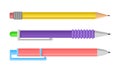 Set Of Sharpened Pencils Of Various Types Vector Illustration