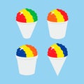 Set of shaved ice on cones vector illustration