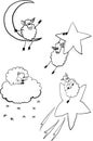 Set of sheep in space illustration