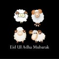 set of sheep vector, Eid Ul Adha Mubarak Sheep Vector Collection Royalty Free Stock Photo