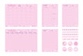 Set of sheet for life and business planner for girls and women