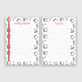 Set of sheet of paper in a4 format with weekly planner and list for notes templates decorated. Printable pages for diary or