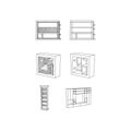 Set of Shelf furniture icon minimalist line art design, Outline vector design illustration template Royalty Free Stock Photo