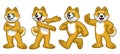 Set of shiba inu cartoon character