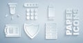 Set Shield, Bullet, Safe, Server, Data, Web Hosting, Password protection and Motion sensor icon. Vector