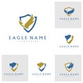 Set of Shield Eagle logo design vector template. Simple icon symbol Royalty Free Stock Photo