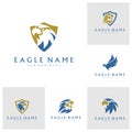 Set of Shield Eagle logo design vector template. Simple icon symbol Royalty Free Stock Photo