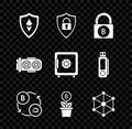 Set Shield Ethereum ETH, security with lock, Lock bitcoin, Cryptocurrency exchange, Bitcoin plant pot, Blockchain