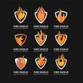 Set of Shield Fire Logo Design Element, security logo