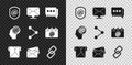 Set Shield with mail and e-mail, Envelope, Speech bubble chat, Chain link, Mail and Share icon. Vector