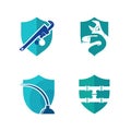 Set of Shield Plumbing logo design vector illustration, Creative Plumbing logo design concept template, symbols icons Royalty Free Stock Photo