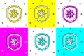 Set Shield protecting from virus, germs and bacteria icon isolated on color background. Immune system concept. Corona Royalty Free Stock Photo