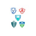 Set shield security vector illustration. Medical shield with cross icon set isolated on white background Royalty Free Stock Photo