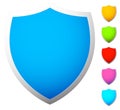 Set of shield shapes, icons in 6 colors Royalty Free Stock Photo