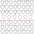 Set of shields silhouettes in thin line style Royalty Free Stock Photo