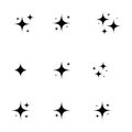 A set of shining and glowing stars, sparkle star icons,and stars with festive decoration. Royalty Free Stock Photo