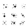 A set of shining and glowing stars, sparkle star icons,and stars with festive decoration particles Royalty Free Stock Photo