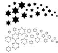 A set of shining and glowing stars, sparkle star icons, and stars with festive decoration particles. Royalty Free Stock Photo