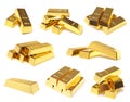 Set of shiny gold bars Royalty Free Stock Photo