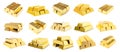 Set of shiny gold bars on background. Banner design Royalty Free Stock Photo