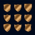 Set of shiny gold police shield icons