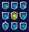 Set of shiny shields Royalty Free Stock Photo