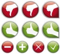 Set of shiny thumbs up buttons