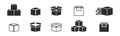 Set of shipping boxes icon. Box icons. Packaging boxes. Express box collection. Vector illustration