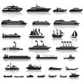 Set of ships and boats