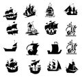 Set of ships and boats icons