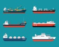 Set of ships in modern flat style.