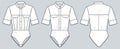 Set of Shirt technical fashion Illustration. Bodysuit fashion flat technical drawing template, button down, short sleeve, pockets