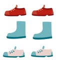 Set of shoes boots and boots, flat, isolated object on a white background, vector illustration, Royalty Free Stock Photo