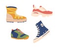 Set Of Shoes, Comfortable Sports And Casual Footwear Of Various Styles, Made From Breathable Materials