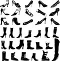 Set of Shoes silhouettes Royalty Free Stock Photo