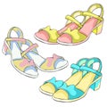 Shoes for summer women`s sandals. vector illustration