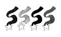 Set shooting stars black-white icons. Comet tail or star trail vector set isolated on white background. Stardust falling Royalty Free Stock Photo