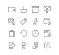 Set of shop and e-commerce icons, bag, buy, business, market, order. Royalty Free Stock Photo