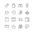 Set of shop and e-commerce icons, bag, buy, business, market, order. Royalty Free Stock Photo