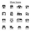 Set of shop icons. contains such Icons as, supermarket, shopping mall, hypermarket, store and more