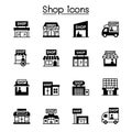 Set of shop icons. contains such Icons as, supermarket, shopping mall, hypermarket, store and more