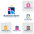 Set of Shop Infinity logo design vector. Nolimit Shop logo design template concept Royalty Free Stock Photo