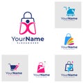 Set of Shop Leader logo design Template. Cloud People logo vector illustration Royalty Free Stock Photo