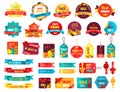 Shopping Autumn Stickers on Vector Illustration Royalty Free Stock Photo