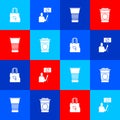 Set Shopping bag with recycle, Nature saving protest, Paper glass and icon. Vector