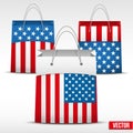 Set of Shopping bag with USA flag Royalty Free Stock Photo