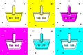 Set Shopping basket icon isolated on color background. Online buying concept. Delivery service sign. Shopping cart Royalty Free Stock Photo
