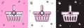 Set Shopping basket icon isolated on pink and white, black background. Online buying concept. Delivery service sign. Shopping cart Royalty Free Stock Photo