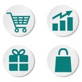 Set of shopping buttons