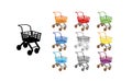 Set shopping cart icon flat design. Toy cartoon colorful design best vector icon. Children s shop